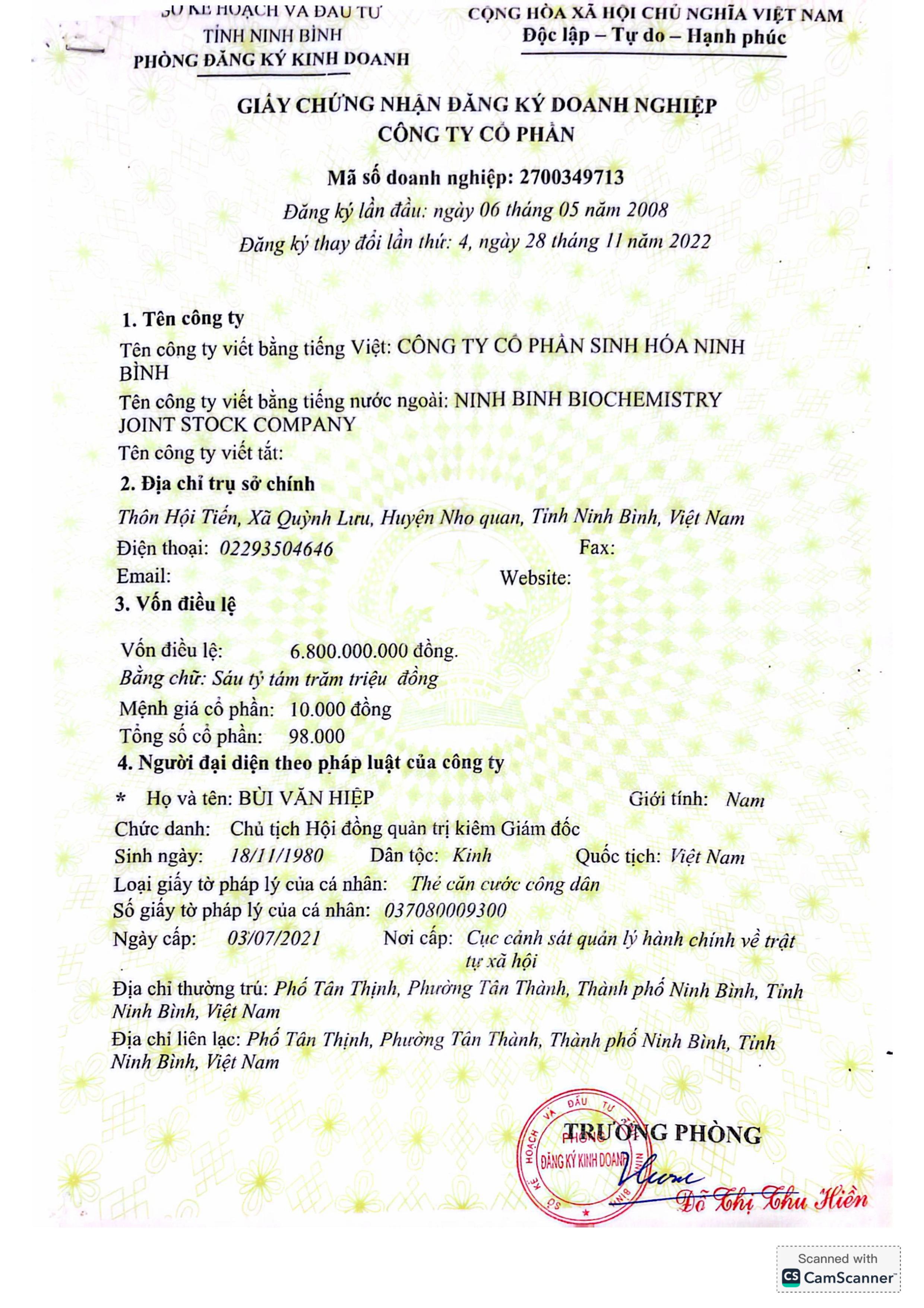 Giấy phép chứng nhận đăng ký doanh nghiệp